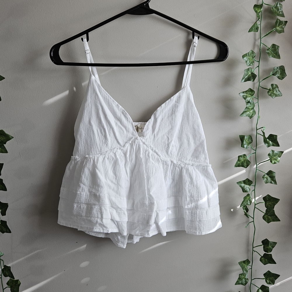 Altar'd State White Textured Sleeveless Babydoll Pellham Camisole Top